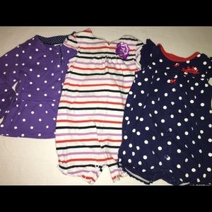 Lot carter’s rompers jacket 6 Months dots stripes